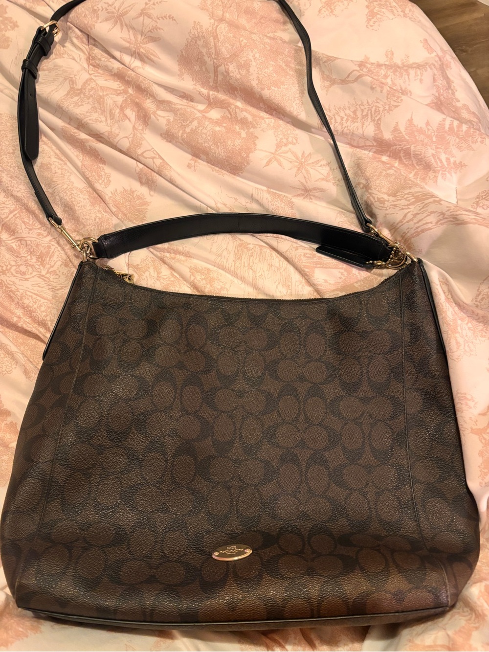 Coach Brown Signature Canvas Shoulder Bag with additional strap